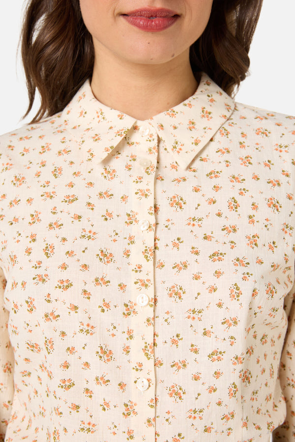 Princess Highway - Lani Ditsy Long Sleeve Blouse - coral