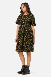 Princess Highway - Donna Flower Cord Smock Dress - olive