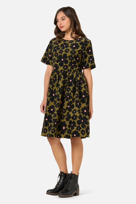 Princess Highway - Donna Flower Cord Smock Dress - olive