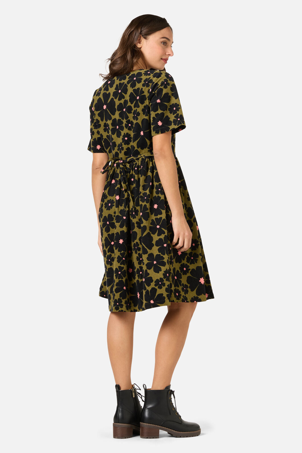 Princess Highway - Donna Flower Cord Smock Dress - olive