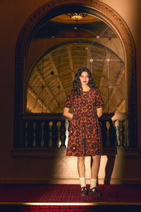 Princess Highway - Donna Flower Cord Smock Dress - rust