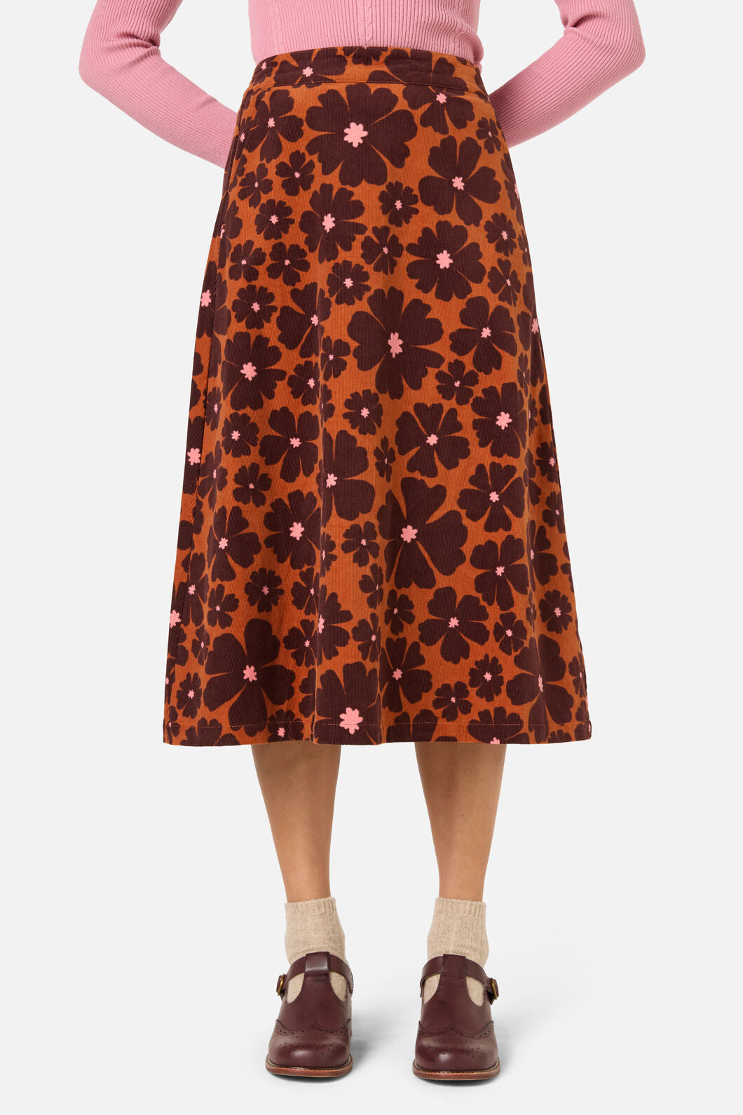Princess Highway - Donna Flower Cord Skirt - rust