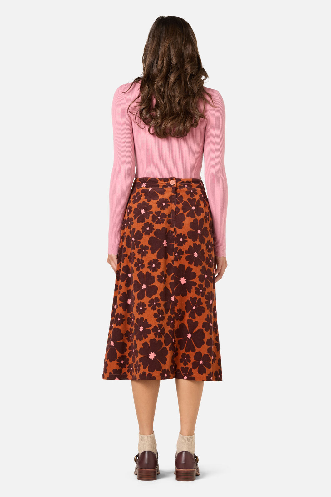 Princess Highway - Donna Flower Cord Skirt - rust