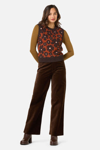 Princess Highway - Donna Flower Knit Vest - rust