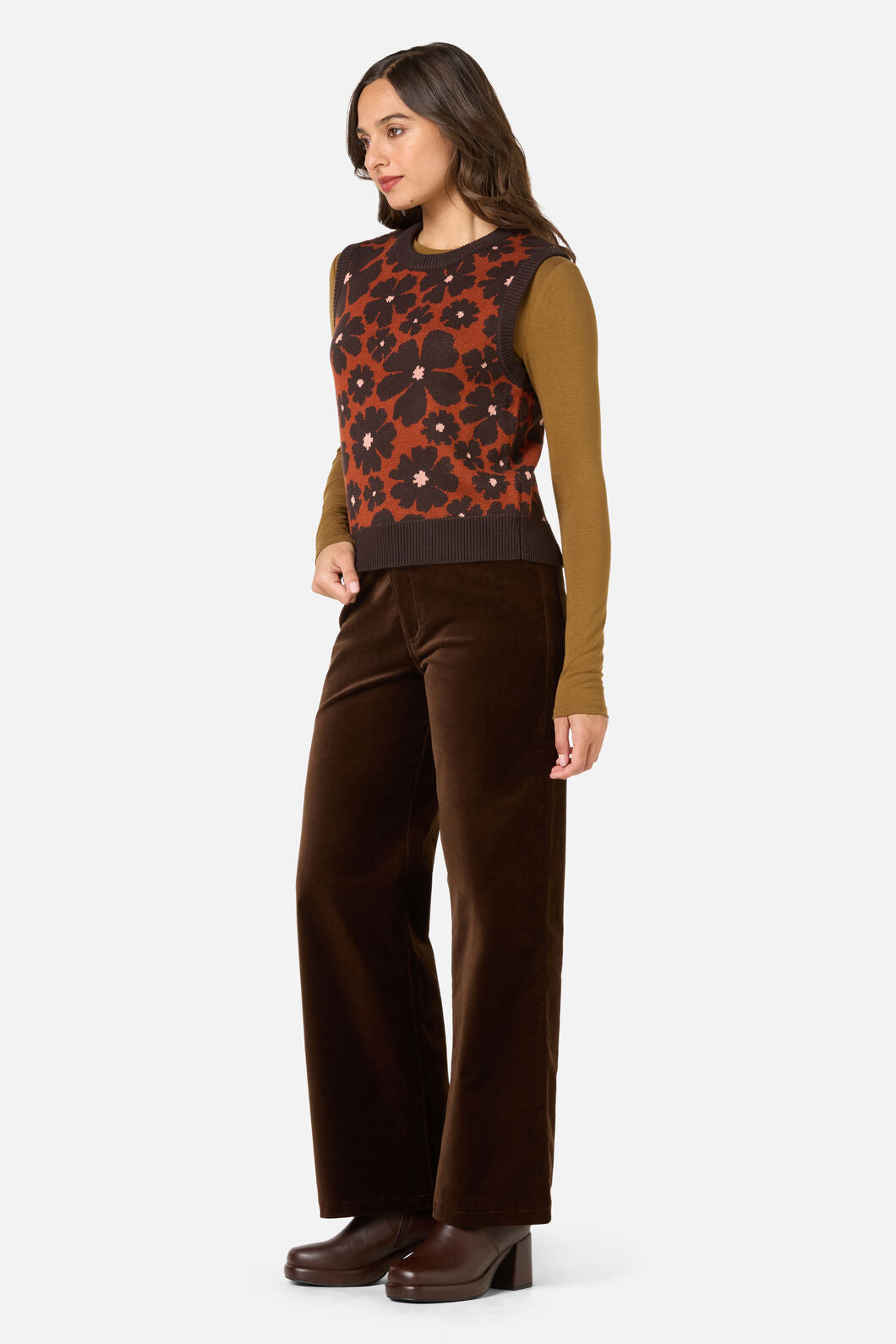 Princess Highway - Donna Flower Knit Vest - rust