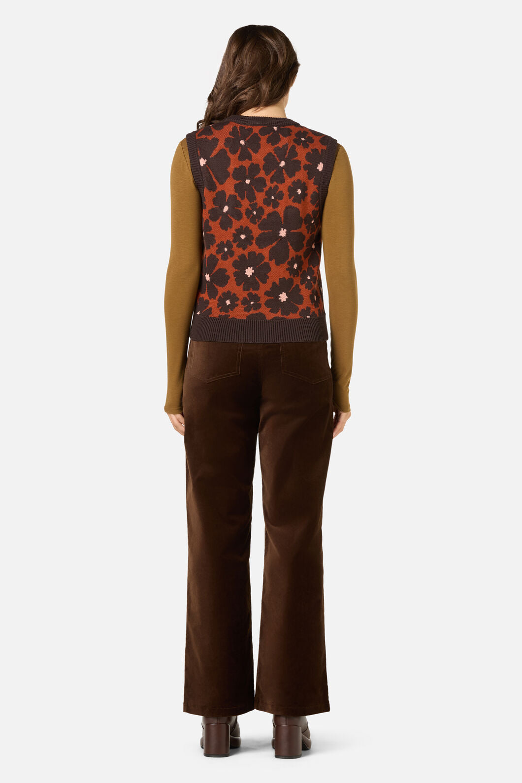Princess Highway - Donna Flower Knit Vest - rust