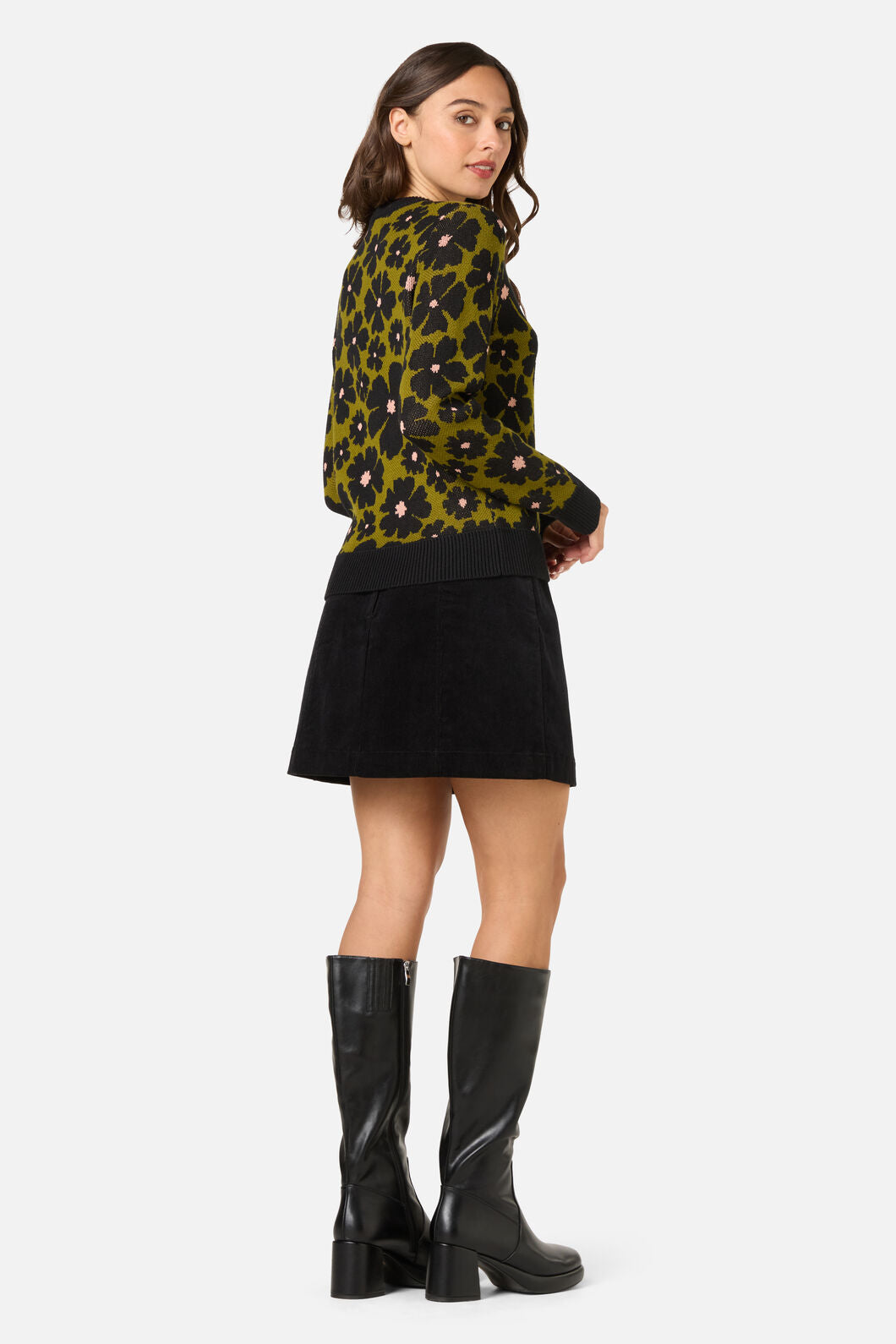 Princess Highway - Donna Flower Knit Jumper - olive