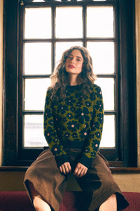 Princess Highway - Donna Flower Knit Jumper - olive