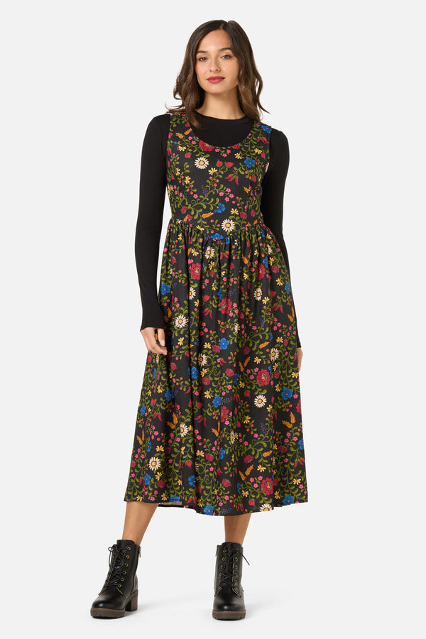Princess Highway - Joelle Folk Floral Midi Dress - black