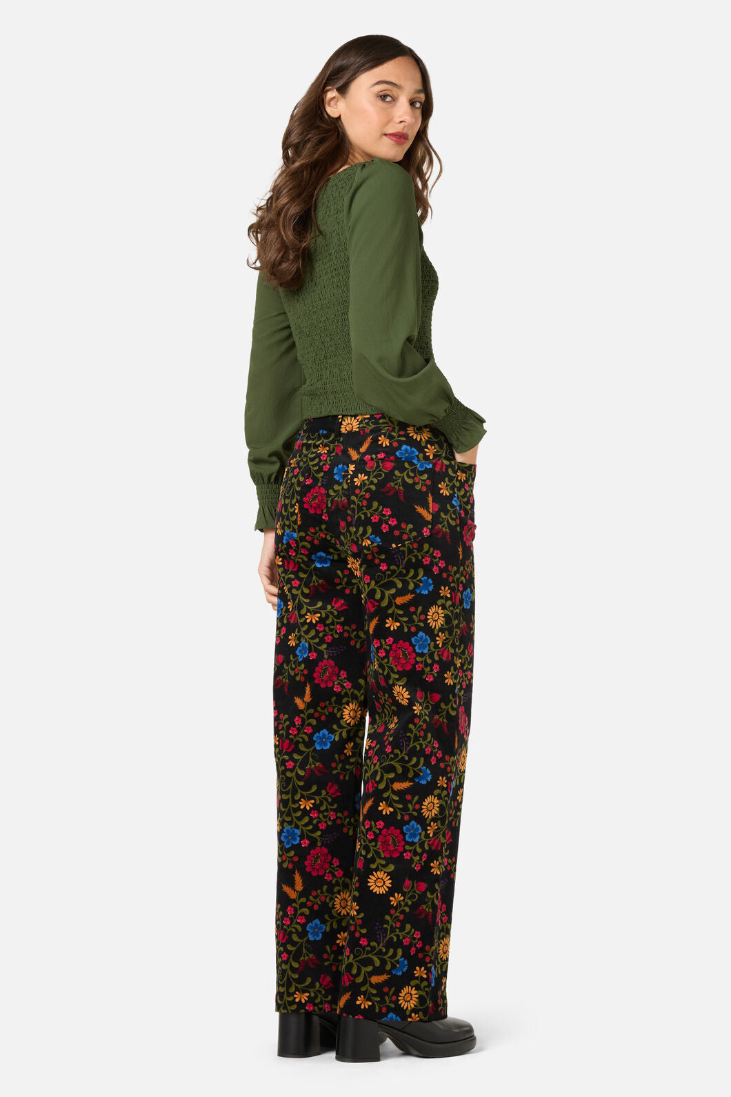 Princess Highway - Joelle Floral Velvet Jean - black