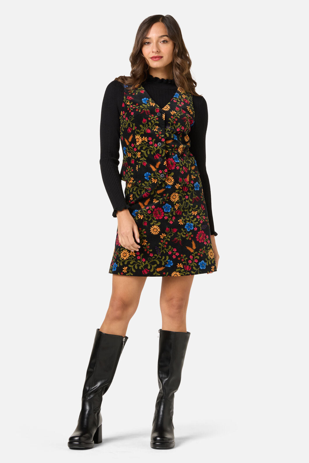 Princess Highway - Joelle Floral Velvet Vest - black