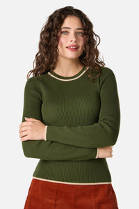 Princess Highway - Fifi Long Sleeve Rib Knit Top - olive