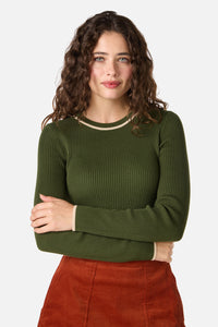 Princess Highway - Fifi Long Sleeve Rib Knit Top - olive