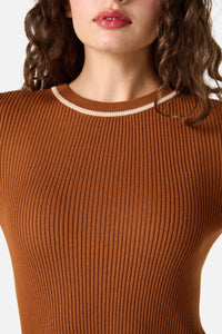 Princess Highway - Fifi Long Sleeve Rib Knit Top - toffee