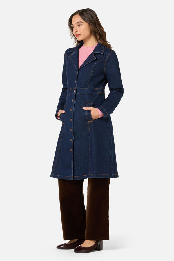 Princess Highway - Louise Long Denim Jacket - dark-denim