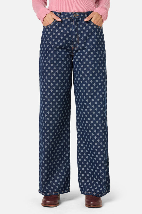 Princess Highway - Polka Spot Denim Jean - dark-denim