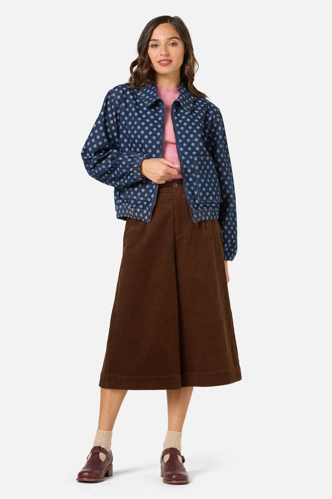 Princess Highway - Polka Spot Denim Jacket - dark-denim