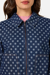 Princess Highway - Polka Spot Denim Jacket - dark-denim
