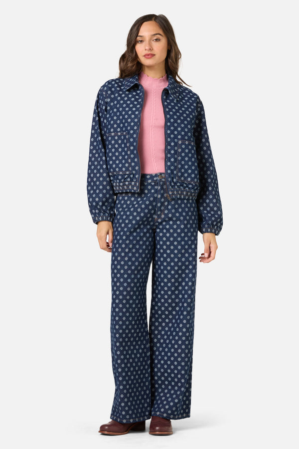 Princess Highway - Polka Spot Denim Jacket - dark-denim