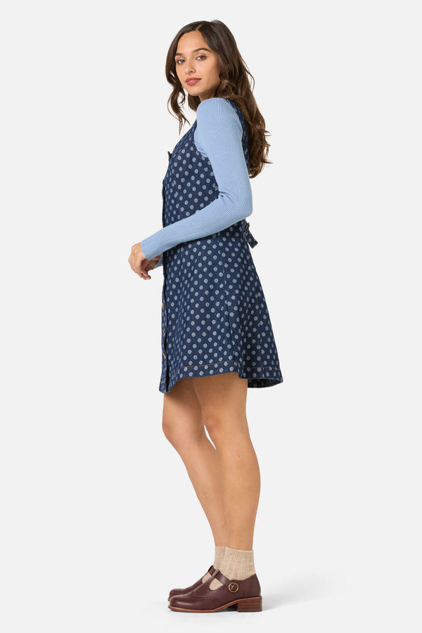 Princess Highway - Polka Spot Denim Pinny - dark-denim