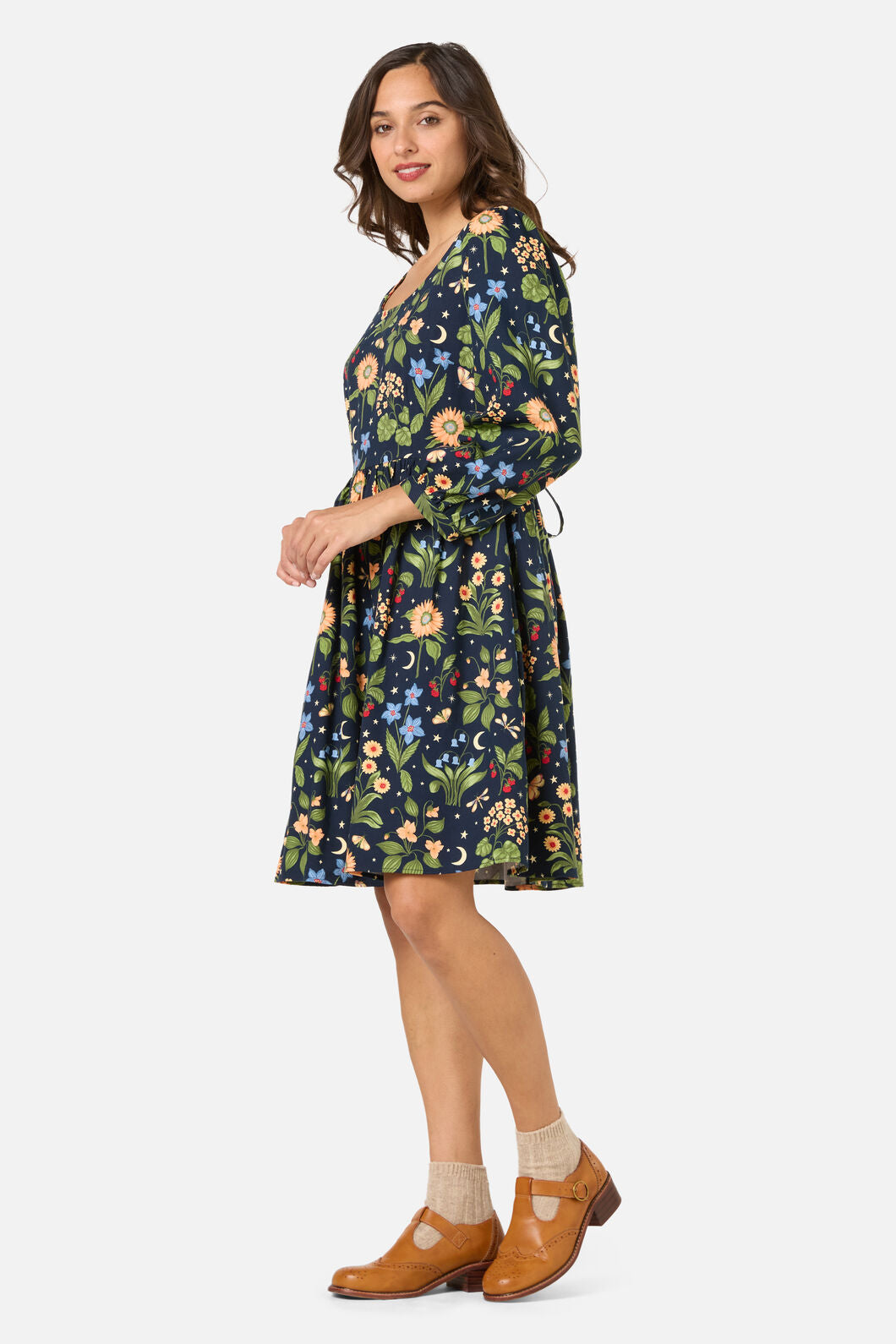 Princess Highway - Midnight Garden Smock Dress - navy