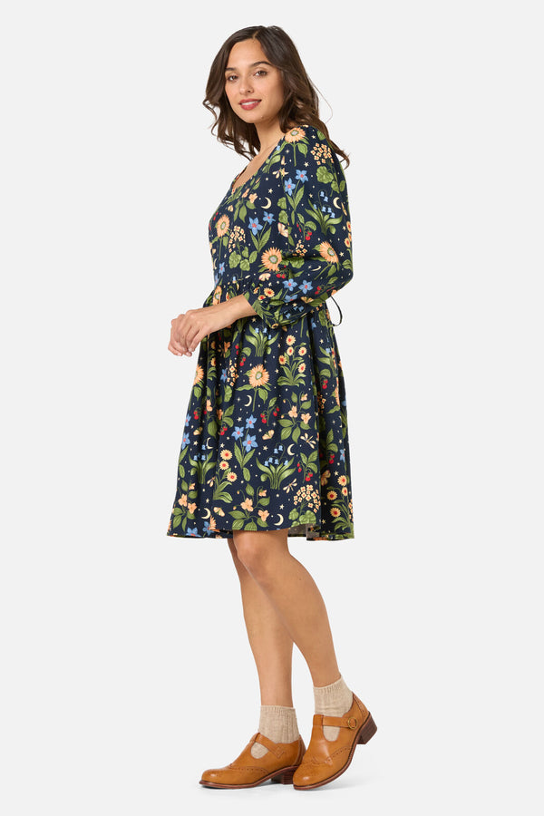 Princess Highway - Midnight Garden Smock Dress - navy