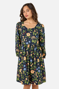 Princess Highway - Midnight Garden Smock Dress - navy