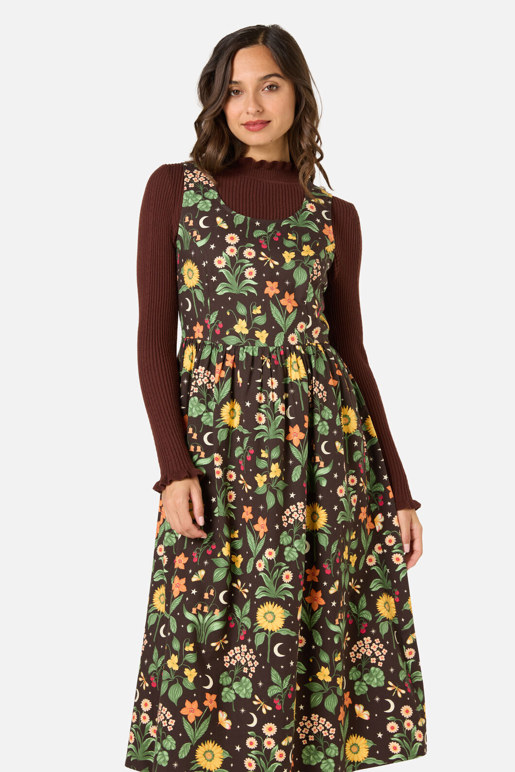 Princess Highway - Midnight Garden Midi Dress - chocolate