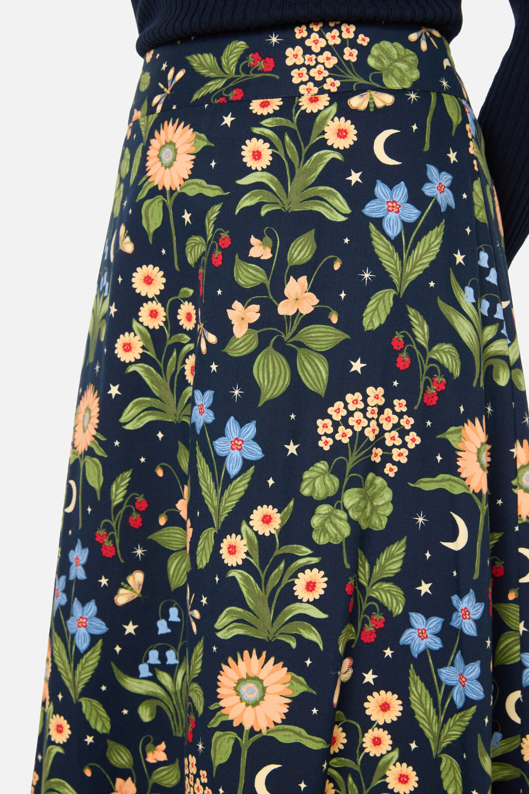 Princess Highway - Midnight Garden Midi Skirt - navy