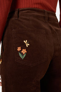Princess Highway - Midnight Embroidered Cord Jean - chocolate