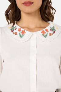 Princess Highway - Midnight Garden Embroidered Blouse - cream