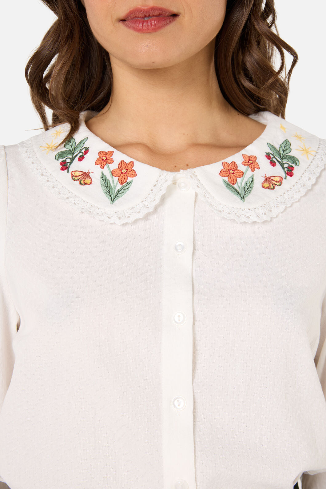 Princess Highway - Midnight Garden Embroidered Blouse - cream