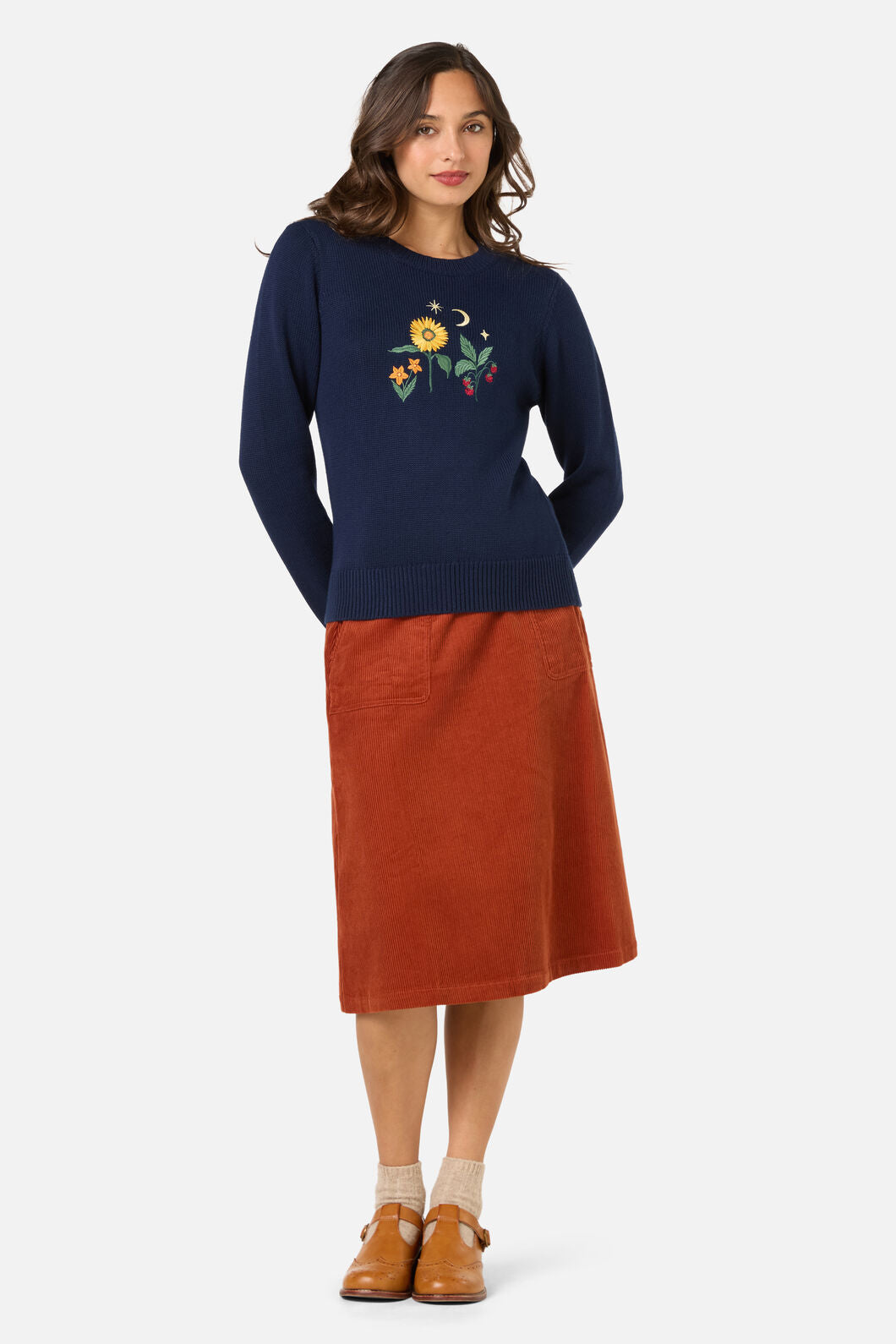 Princess Highway - Midnight Garden Embroidered Jumper - navy