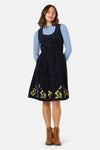 Princess Highway - Midnight Garden Embroidered Cord Dress - navy