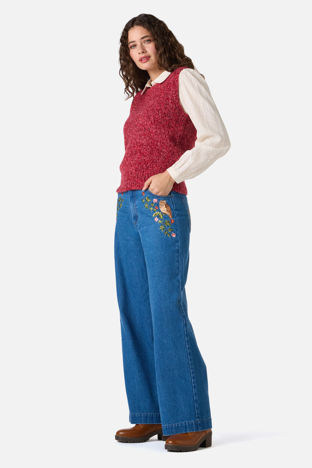 Princess Highway - Cute Cozy Wool Blend Vest - berry