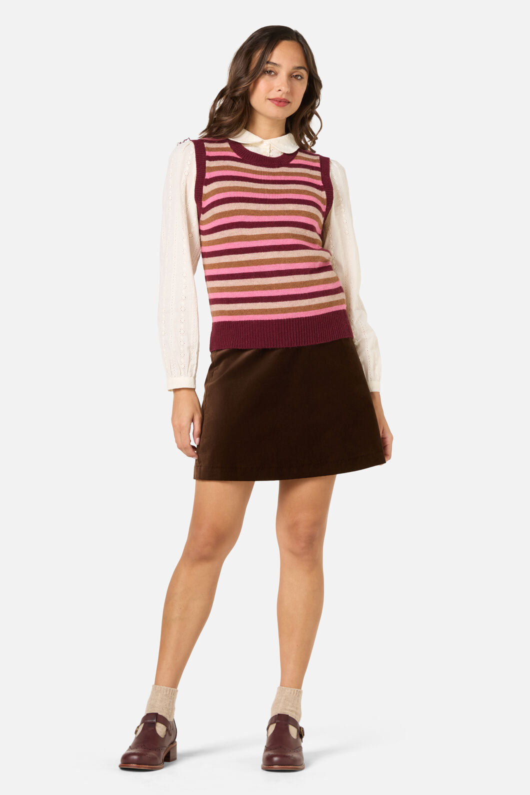 Princess Highway - Rory Wool Blend Stripe Vest - plum-multi