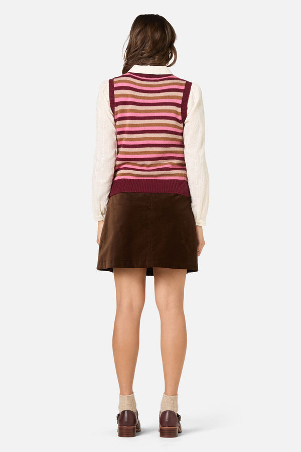 Princess Highway - Rory Wool Blend Stripe Vest - plum-multi