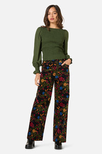 Princess Highway - Ebony Shirred Long Sleeve Top - dark-green