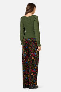Princess Highway - Ebony Shirred Long Sleeve Top - dark-green