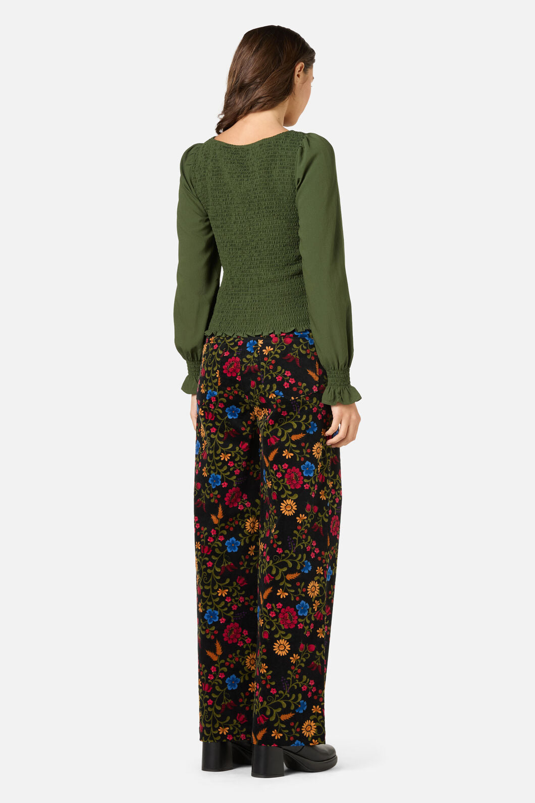 Princess Highway - Ebony Shirred Long Sleeve Top - dark-green