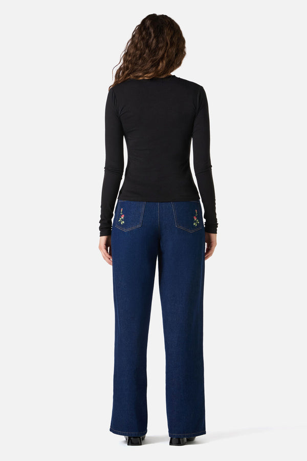 Princess Highway - Classic Luxe Long Sleeve Top - black