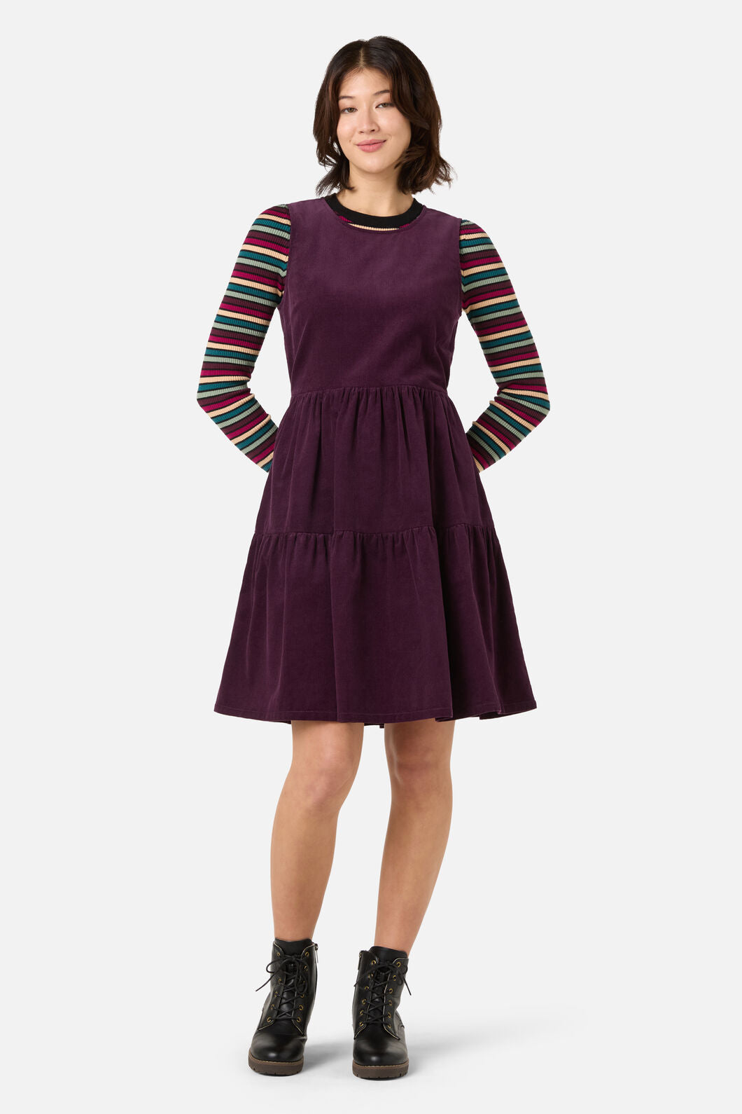 Princess Highway - Dani Cord Sleeveless Dress - grape