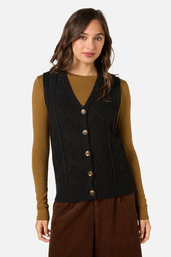 Princess Highway - Milena Cable Knit Vest - black