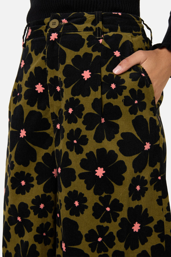 Princess Highway - Donna Flower Cord Culotte - olive