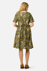 Princess Highway - Kangaroo & Flora Smock Dress - green