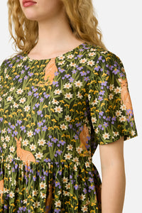 Princess Highway - Kangaroo & Flora Smock Dress - green