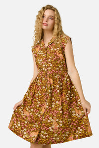 Princess Highway - Kangaroo & Flora Shirt Dress - rust