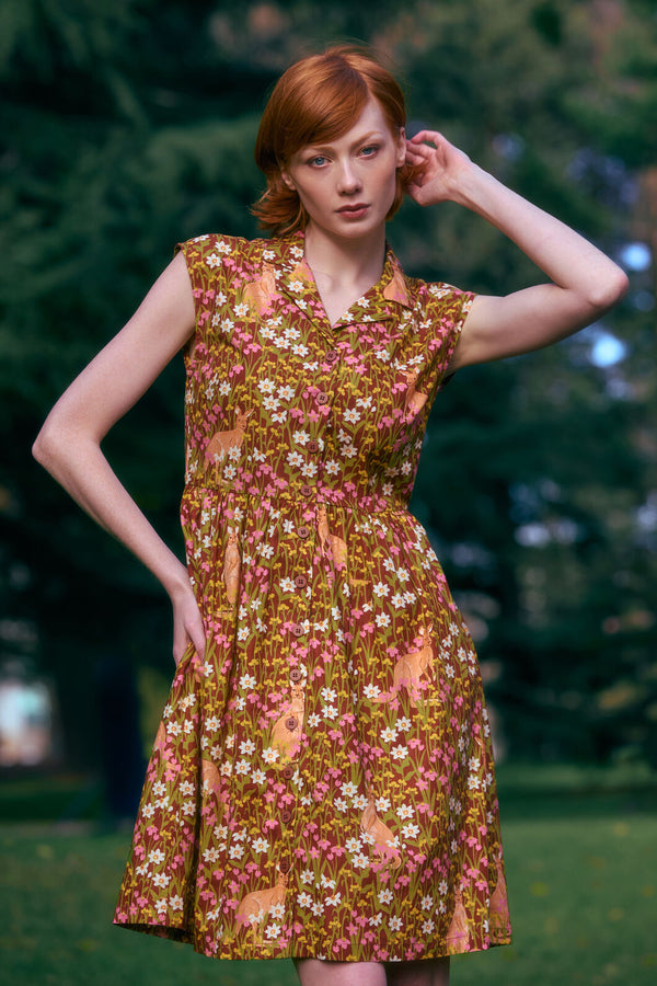 Princess Highway - Kangaroo & Flora Shirt Dress - rust