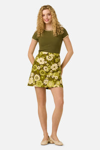 Princess Highway - Twiggy Floral Mini Skirt - olive-green
