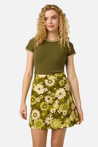 Princess Highway - Twiggy Floral Mini Skirt - olive-green